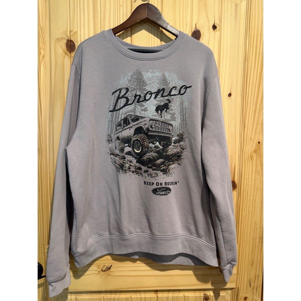 Ford Bronco Graphic Sweatshirt XL Lavender Grey Keep On Rockin